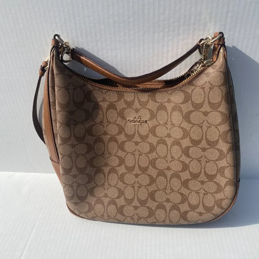 Coach Brown Signature Coated Canvas and Leather Harley Hobo - Picture 13 of 16